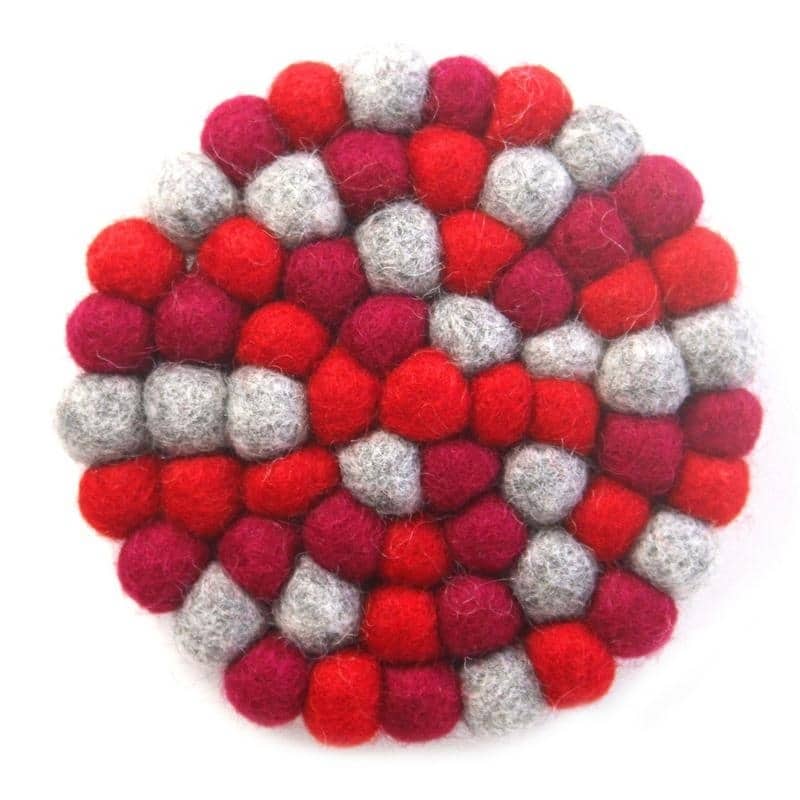 The Curated Nomad Southard Chakra Colors Felt Ball Trivet - N/A - Root Chakra