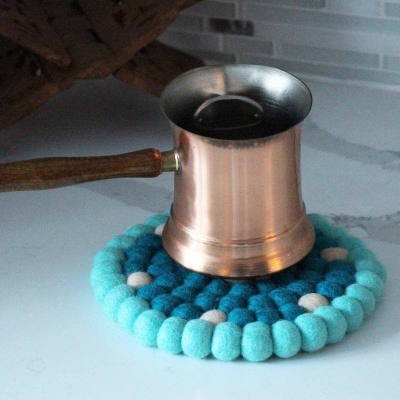 The Curated Nomad Southard Chakra Colors Felt Ball Trivet N/A On