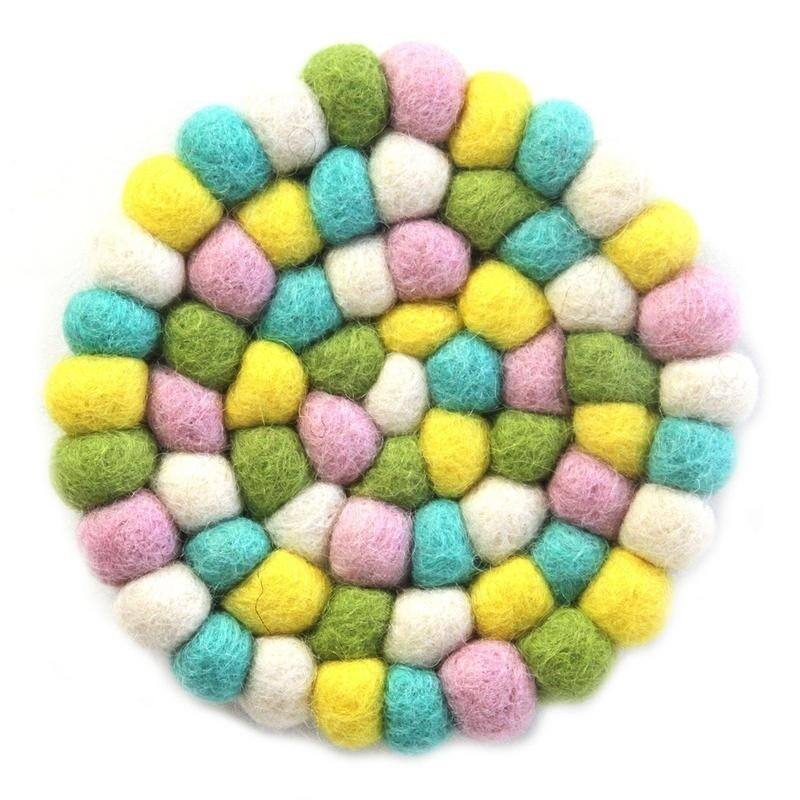 The Curated Nomad Southard Colorful Felt Ball Trivet - N/A