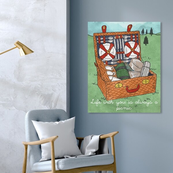 Oliver Gal 'Always a Picnic' Entertainment and Hobbies Wall Art Canvas Print - Brown, Green