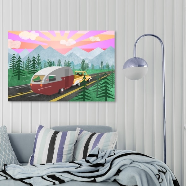 Oliver Gal 'Cool Camper' Entertainment and Hobbies Wall Art Canvas Print - Green, Pink