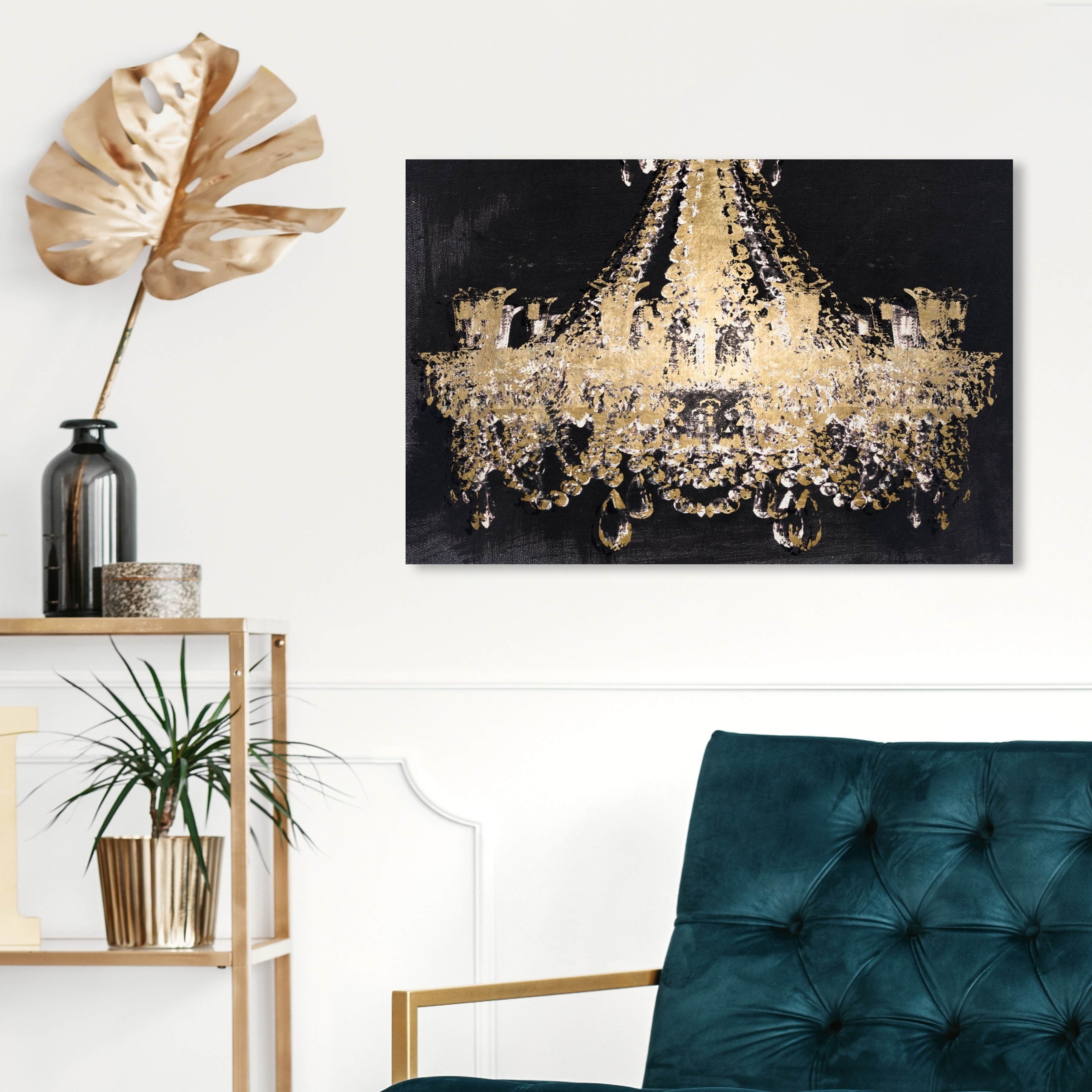 Oliver Gal 'Chandelier Gold' Fashion and Glam Wall Art Canvas