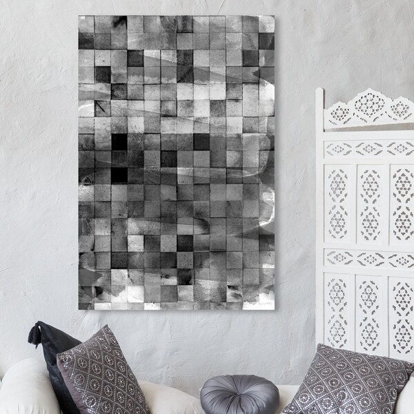 Oliver Gal 'Mosaic Smoke' Abstract Wall Art Canvas Print - Black, Gray