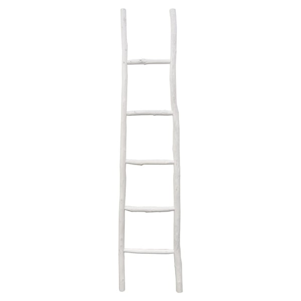 GreyWood Ladder Decor- White in White Wood 17in L x 2in W x 70in H