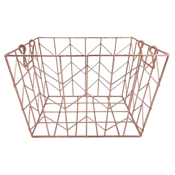 Grey Metal Basket-copper in Copper Metal 14in L x 12in W x 10in H