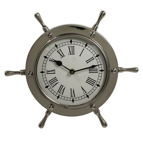Nautical Ship Wheel Aluminum Wall Clock On Sale Overstock 29770298