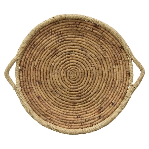 Grey Water Hyacinth Tray in Brown Natural Fiber 24in L x 24inW x 3inH