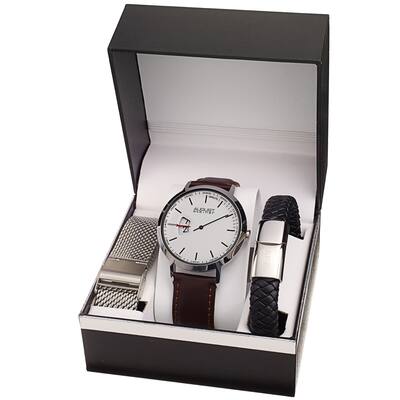 August Steiner Men's Quartz Hour Display Watch with two Extra Bands