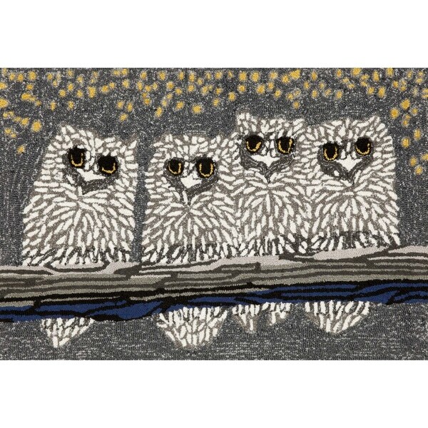 Liora Manne Frontporch Owls Indoor/Outdoor Rug Night 24"X36"