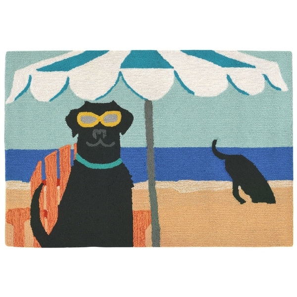 Liora Manne Frontporch Dig In The Beach Indoor/Outdoor Rug Ocean 24"X36"