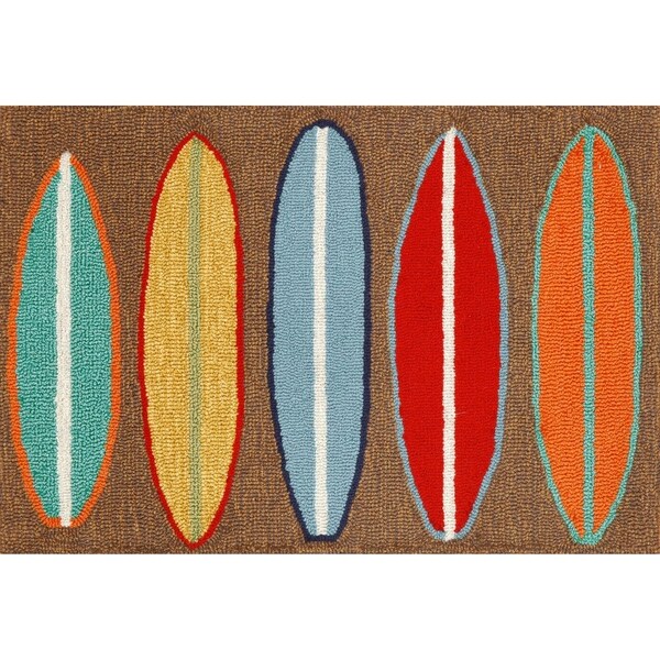 Liora Manne Frontporch Surfboards Indoor/Outdoor Rug Brown 30"X48"