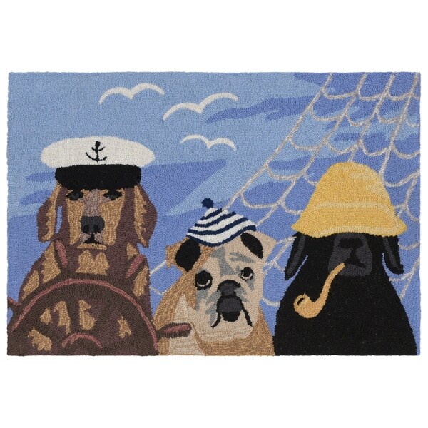 Liora Manne Frontporch Arrf Ye Mateys Indoor/Outdoor Rug Ocean 24"X36"