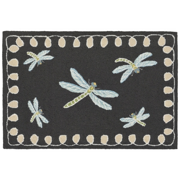 Liora Manne Frontporch Dragonfly Indoor/Outdoor Rug Midnight 42"X66"