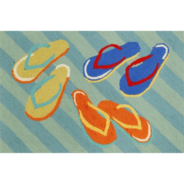 Liora Manne Frontporch Flip Flops Indoor/Outdoor Rug Blue 24"X60"