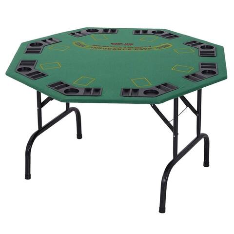 Soozier 48" 8 Person Octagonal Foldable Poker Table with Cup Holders