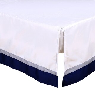 The Peanut Shell Tailored Crib Dust Ruffle in Navy/Grey