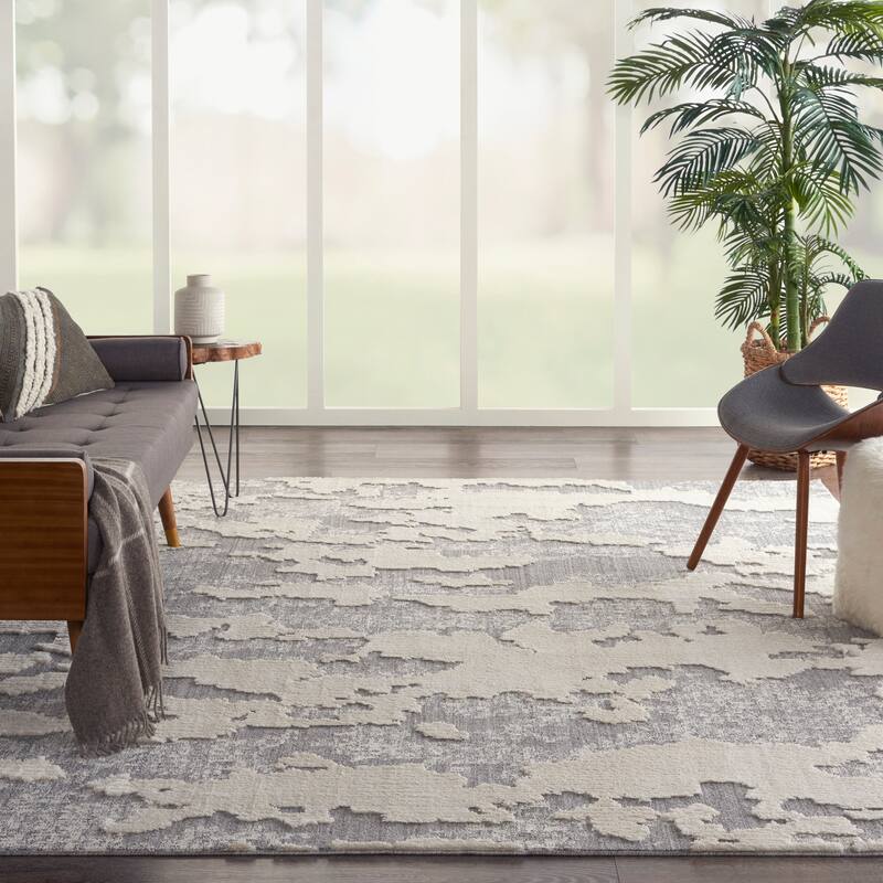Nourison Textured Contemporary Abstract Area Rug - 7'10" x  9'10" - Ivory/Grey - Runner/Rectangle