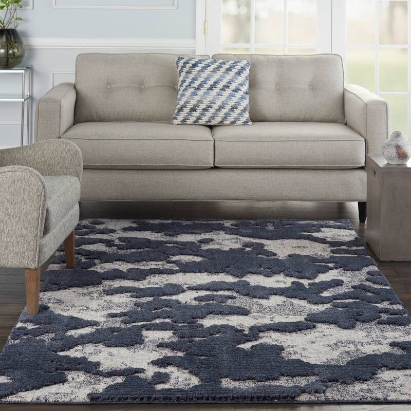 Nourison Textured Contemporary Abstract Area Rug - 5'3" x 7'3" - Blue/Grey - Runner/Rectangle