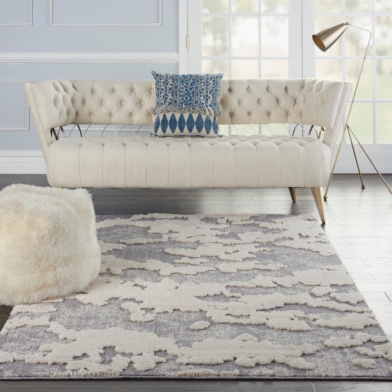 Nourison Textured Contemporary Abstract Area Rug - 5' 3" x 7' 3" - Ivory/Grey - Runner/Rectangle