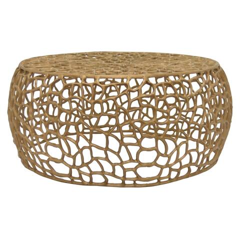 Three Hands Metal Table in Gold Metal 22in L x 22in W x 10in H