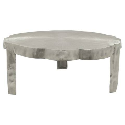 Metal Table Round in Silver Metal 21in L x 29in W x 12in H