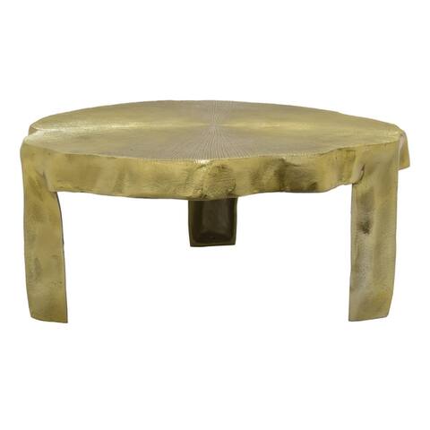 Three Hands Metal Table Round in Gold Metal 21in L x 21in W x 9in H