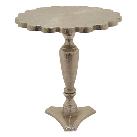 Three Hands Metal Side Table in Silver Metal 22in L x 22in W x 24in H