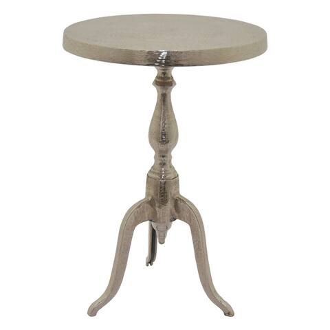 Three Hands Metal Side Table in Silver Metal 16in L x 16in W x 23in H