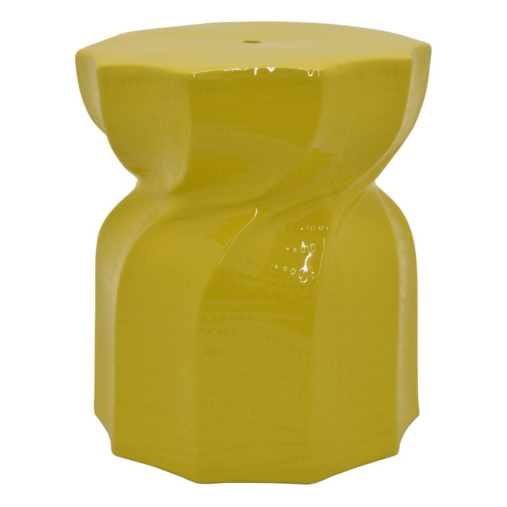 Ceramic Plant Stand in Yellow Porcelain 15in L x 15in W x 18in H