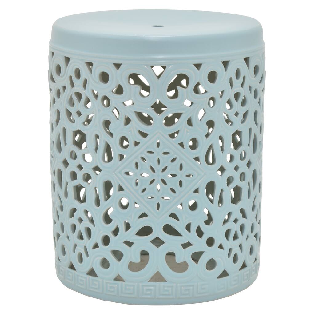 Ceramic Plant Stand in Blue Porcelain 14in L x 14in W x 18in H