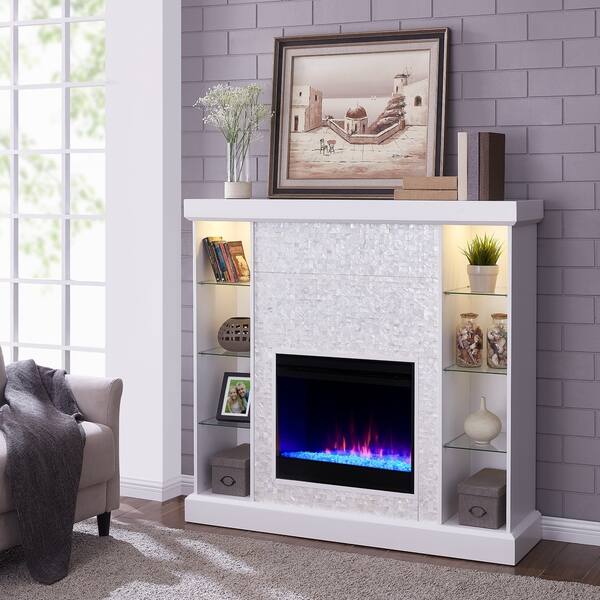 Shop Silver Orchid Colton White Color Changing Media Fireplace