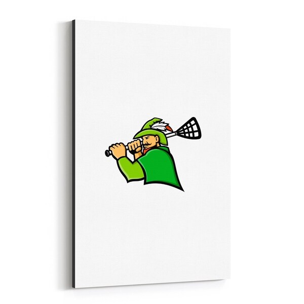 Noir Gallery Archer Lacrosse Sport Mascot Canvas Wall Art Print
