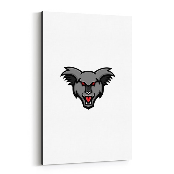 Noir Gallery Angry Koala Head Mascot Canvas Wall Art Print