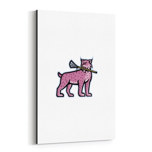 Noir Gallery Bobcat or Lynx Lacrosse Mascot Canvas Wall Art Print