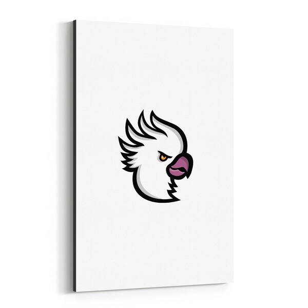 Noir Gallery Crested Cockatoo Head Mascot Canvas Wall Art Print