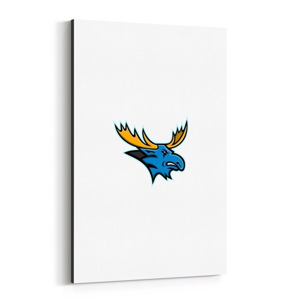 Noir Gallery Bull Moose Head Mascot Canvas Wall Art Print