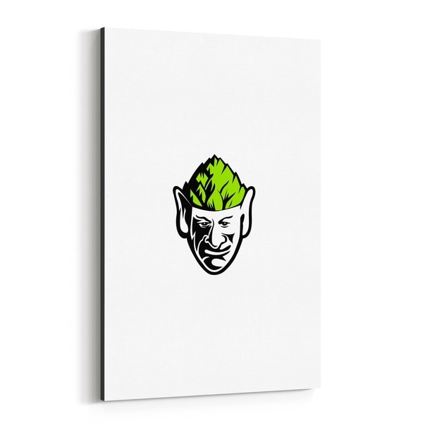 Noir Gallery Elf Wearing Hops Hat Mascot Canvas Wall Art Print