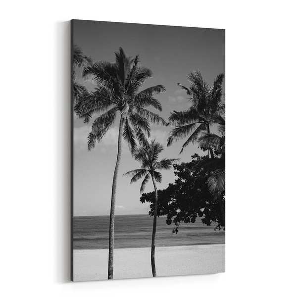 Noir Gallery Oahu Hawaii Beach Palm Tree Photo Canvas Wall Art Print