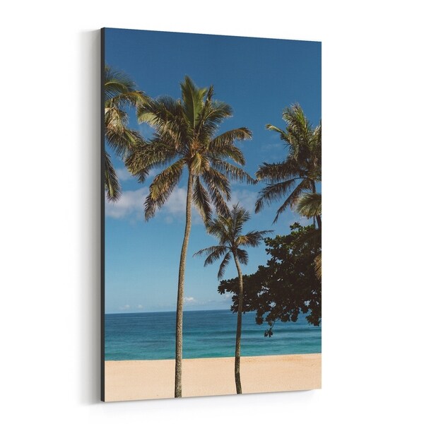 Noir Gallery Oahu Hawaii Beach Palm Tree Photo Canvas Wall Art Print