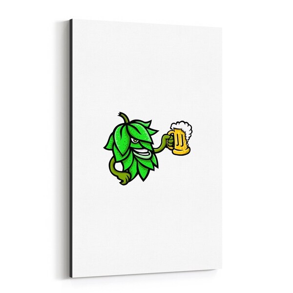 Noir Gallery Hops Drinking Beer Mascot Canvas Wall Art Print
