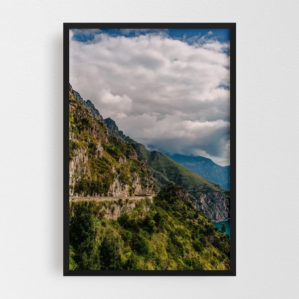 Noir Gallery Positano Italy Beach Mountains Photo Framed Art Print