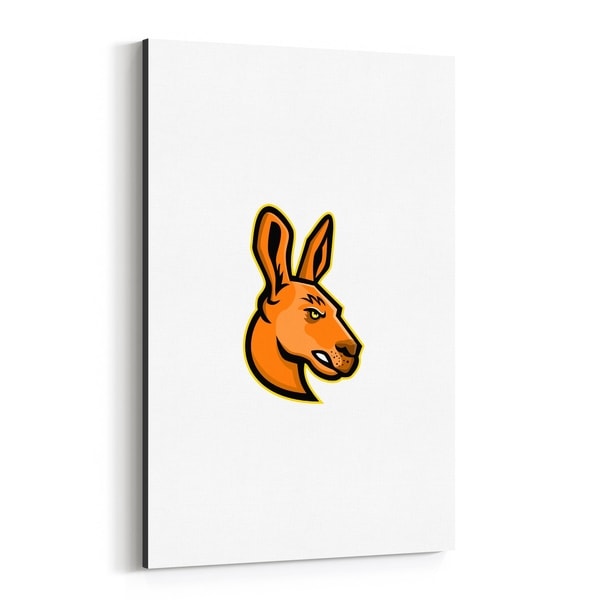 Noir Gallery Kangaroo Head Mascot Canvas Wall Art Print