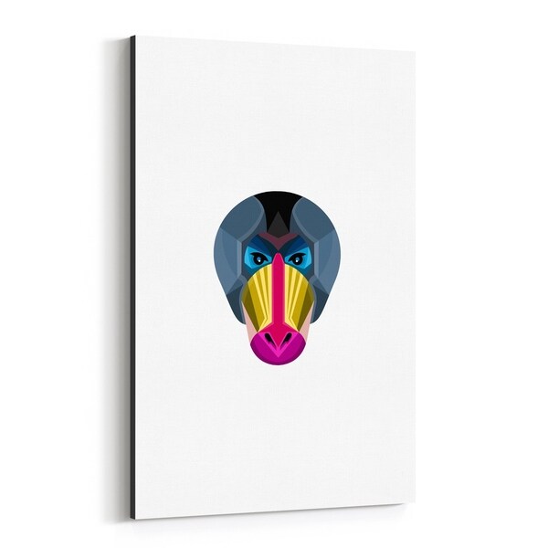 Noir Gallery Male Mandrill Head Flat Icon Canvas Wall Art Print