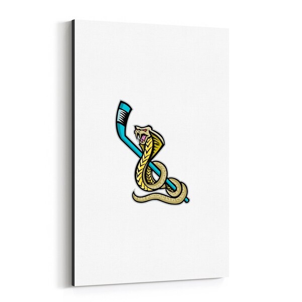 Noir Gallery King Cobra Ice Hockey Sports Mascot Canvas Wall Art Print