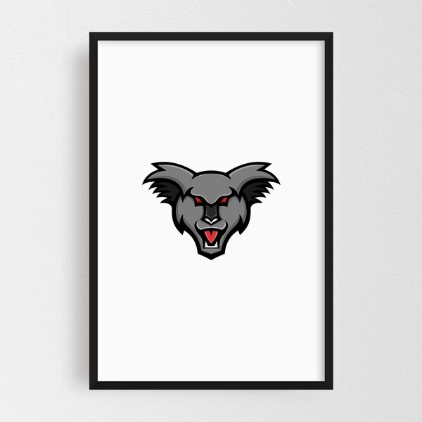 Noir Gallery Angry Koala Head Mascot Framed Art Print