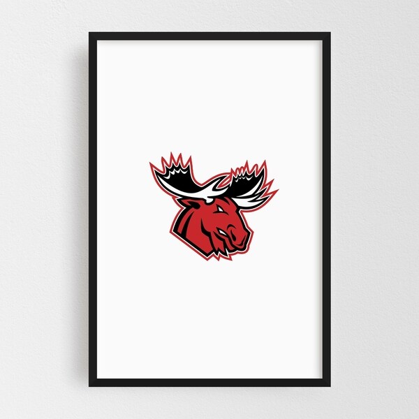 Noir Gallery Angry Moose Head Side Mascot Framed Art Print