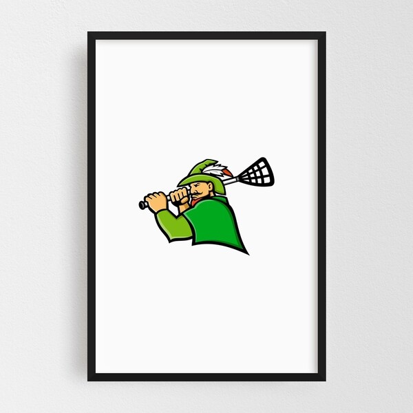 Noir Gallery Archer Lacrosse Sport Mascot Framed Art Print