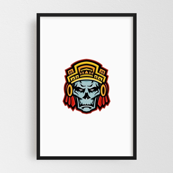 Noir Gallery Aztec Warrior Skull Mascot Framed Art Print