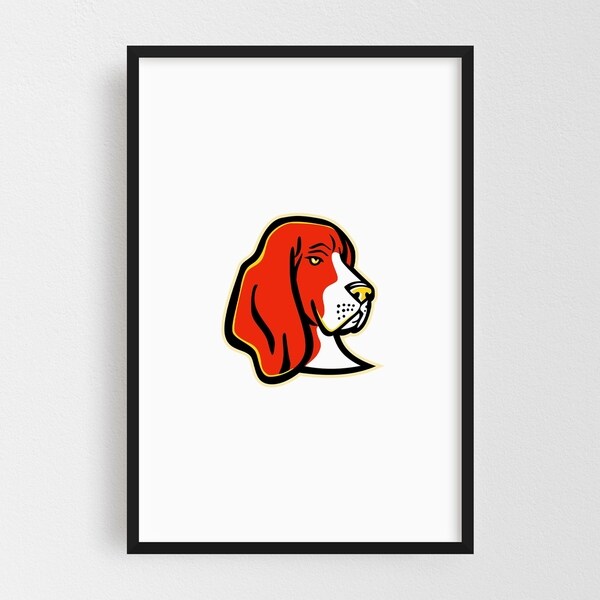 Noir Gallery Basset Hound Dog Mascot Framed Art Print