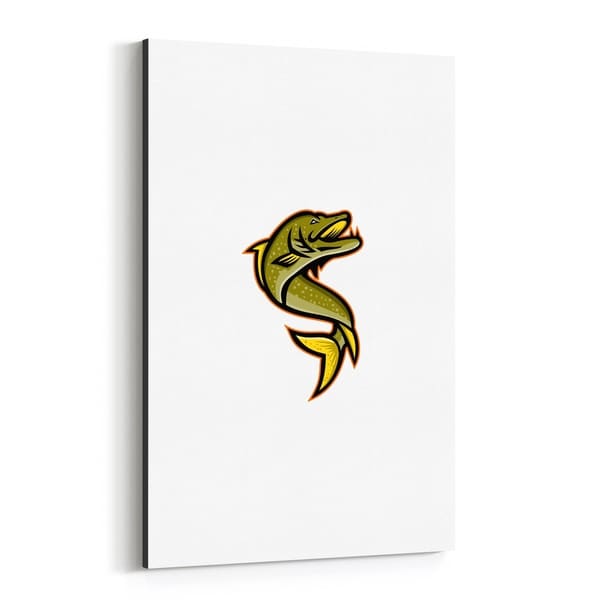 Noir Gallery Northern Pike Sports Mascot Canvas Wall Art Print